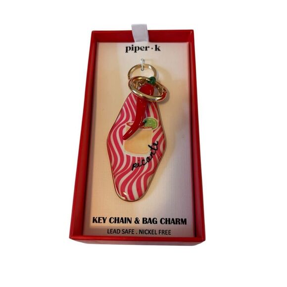 Piper.k Hot Pink Picante Gold Tone Key Chain & Bag Charm. Stand Out Hot Stuff! - Picture 1 of 5